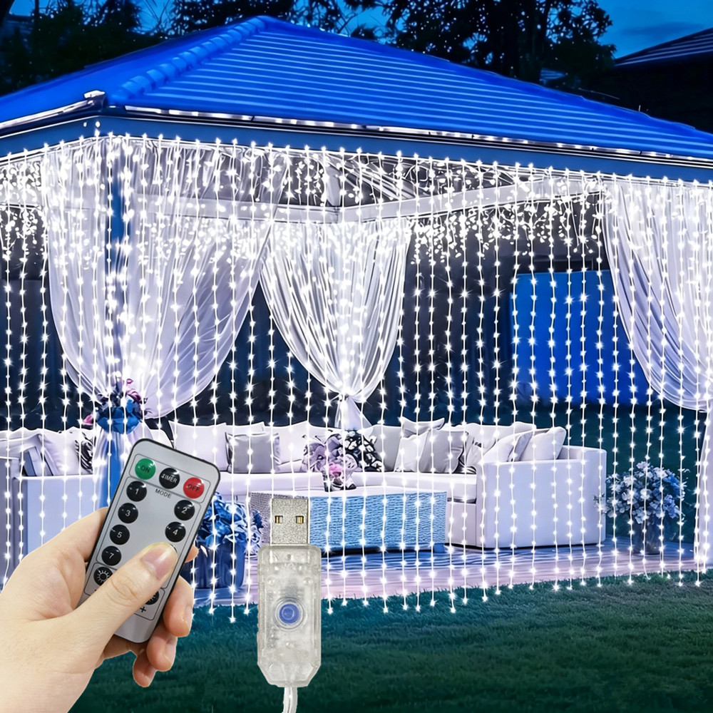 String Curtain Light - Lampu Peri 3/4/6m dengan 8 Mode