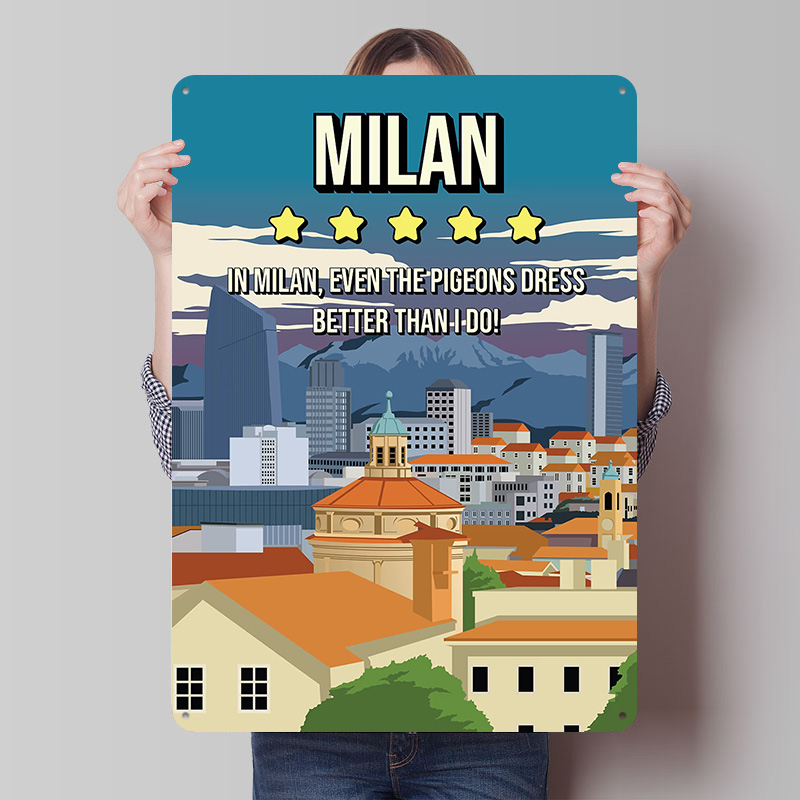 Review Home Decor - Poster Perjalanan Pemandangan Kota Milan Lucu,