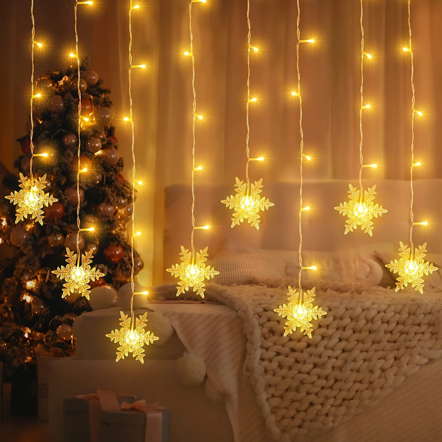 String Curtain Light - Lampu Natal 4M 96 LED Bentuk