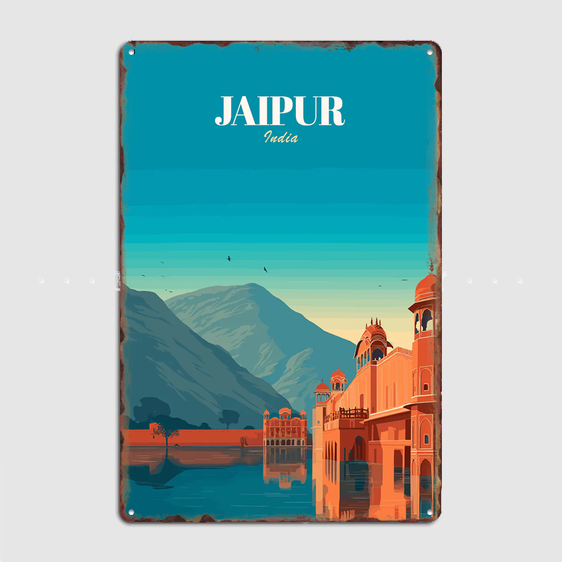 Home Decor Jaipur - Poster Perjalanan Jaipur, India, Papan Logam