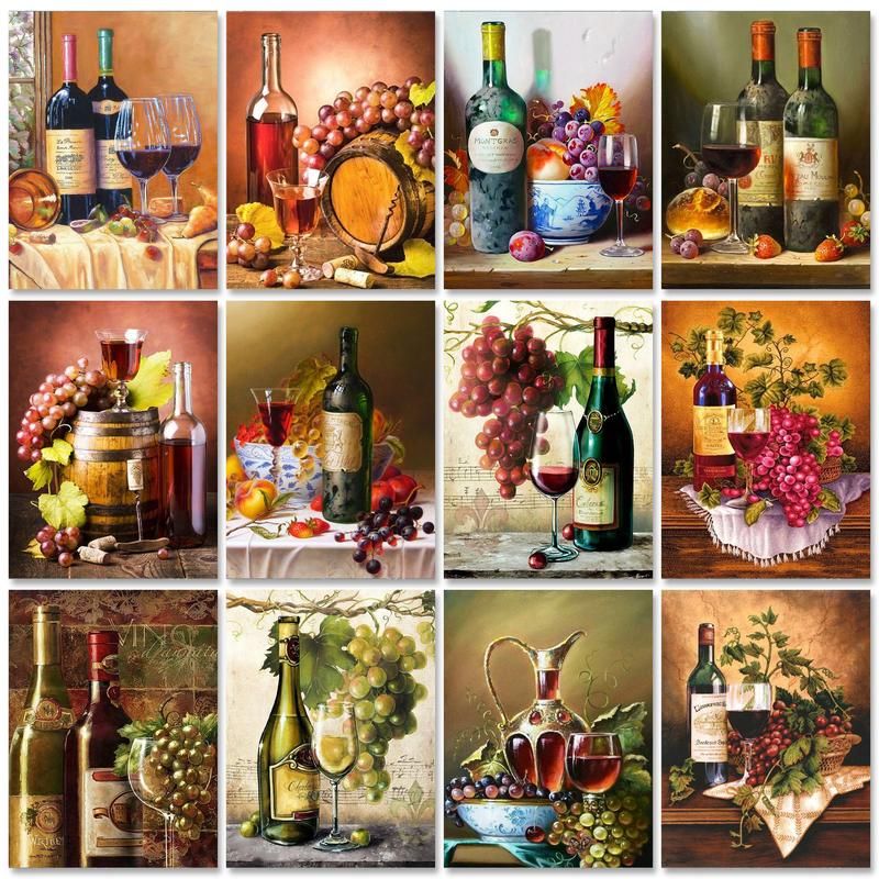 Home Decor Diy Ideas - RUOPOTY Lukisan Anggur dengan Angka 40X50Cm