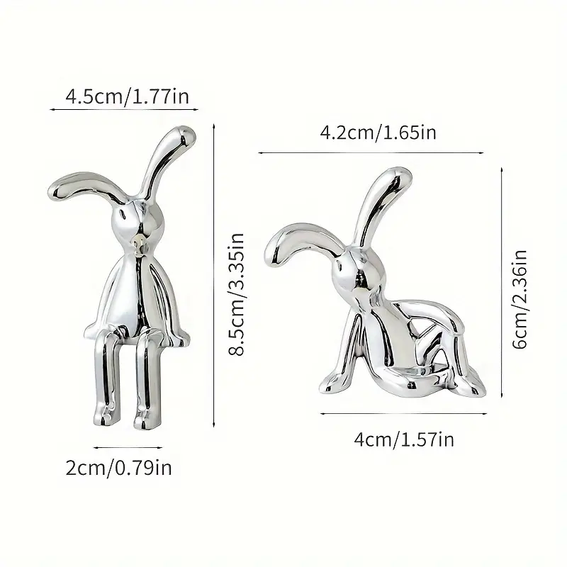 2 Pak Patung Kelinci Perak Gay - Home Decor Minimalist Style ulasan dan harga