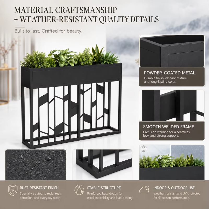 Kotak Tanaman Logam Hitam Doff - Room Divider Screen ulasan dan harga