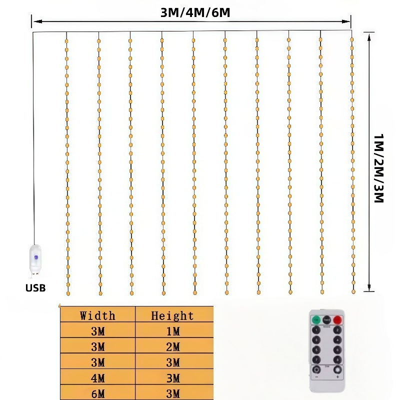 Lampu LED Tirai 3/4/6m, Garlan - String Curtain Light ulasan dan harga