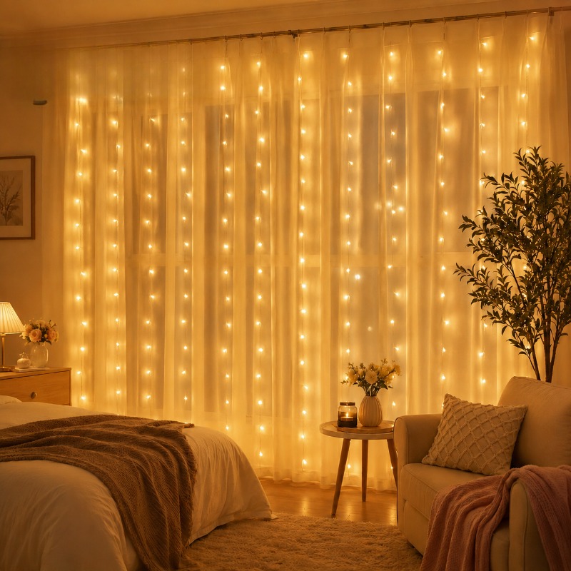 Lampu LED Tirai 3/4/6m, Garlan - String Curtain Light ulasan dan harga