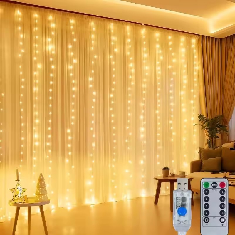 Lampu LED Tirai 3/4/6m, Garlan - String Curtain Light ulasan dan harga