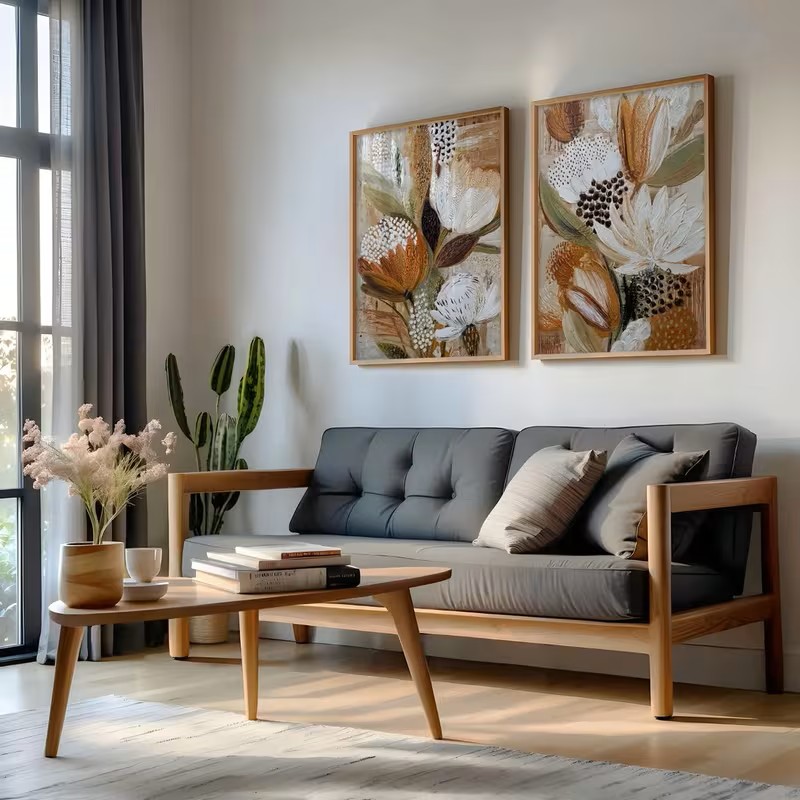 Poster Retro 2 Buah Kanvas Tan - Home Decor Minimalist Style ulasan dan harga